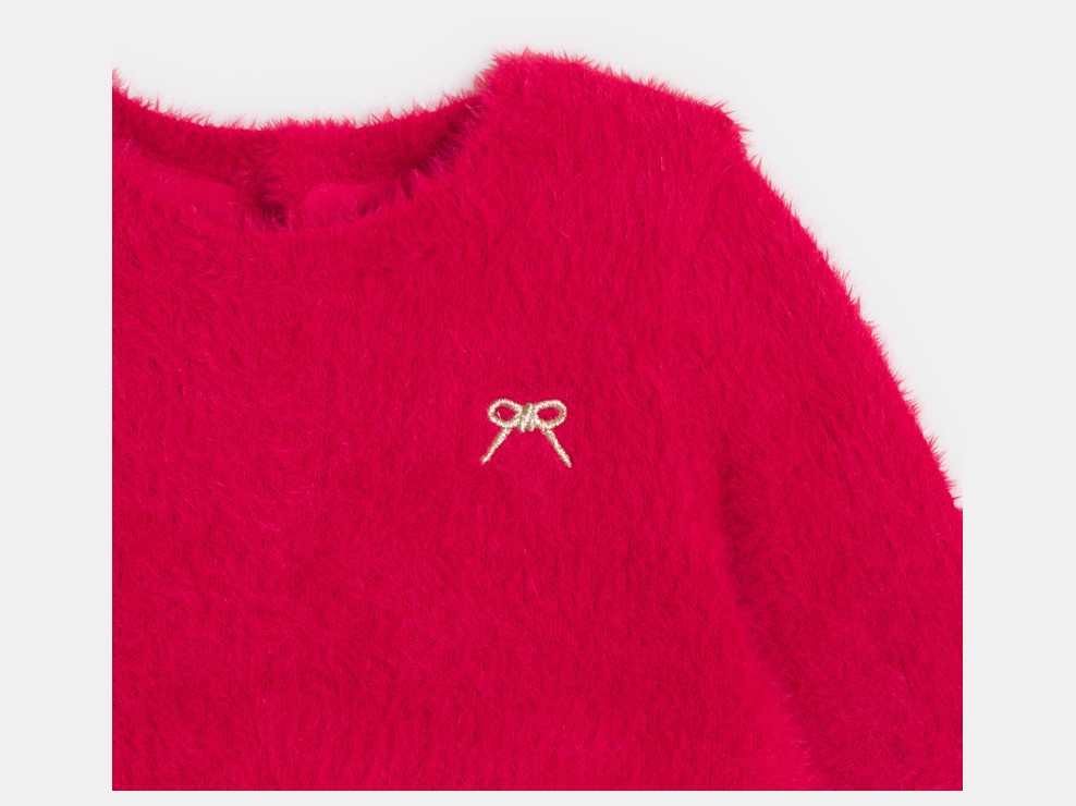 Dekliška rdeča obleka z dolgimi rokavi za dojenčke 2