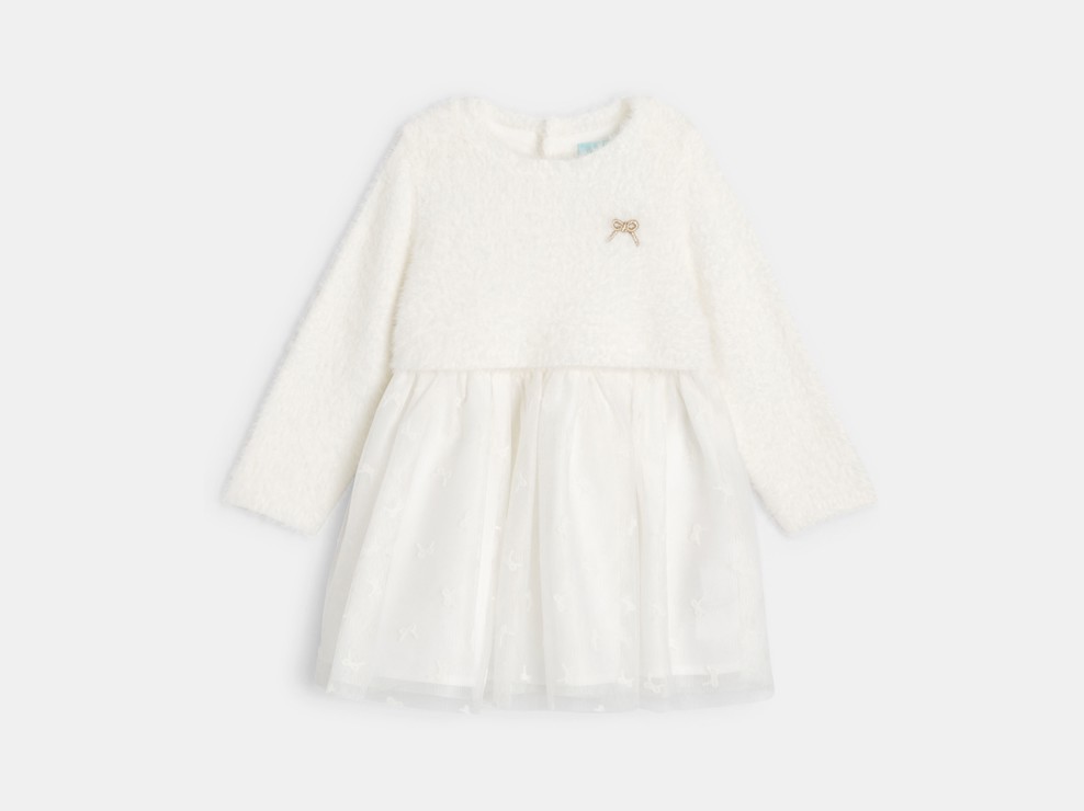 Vestido blanco de manga larga bebé niña 1