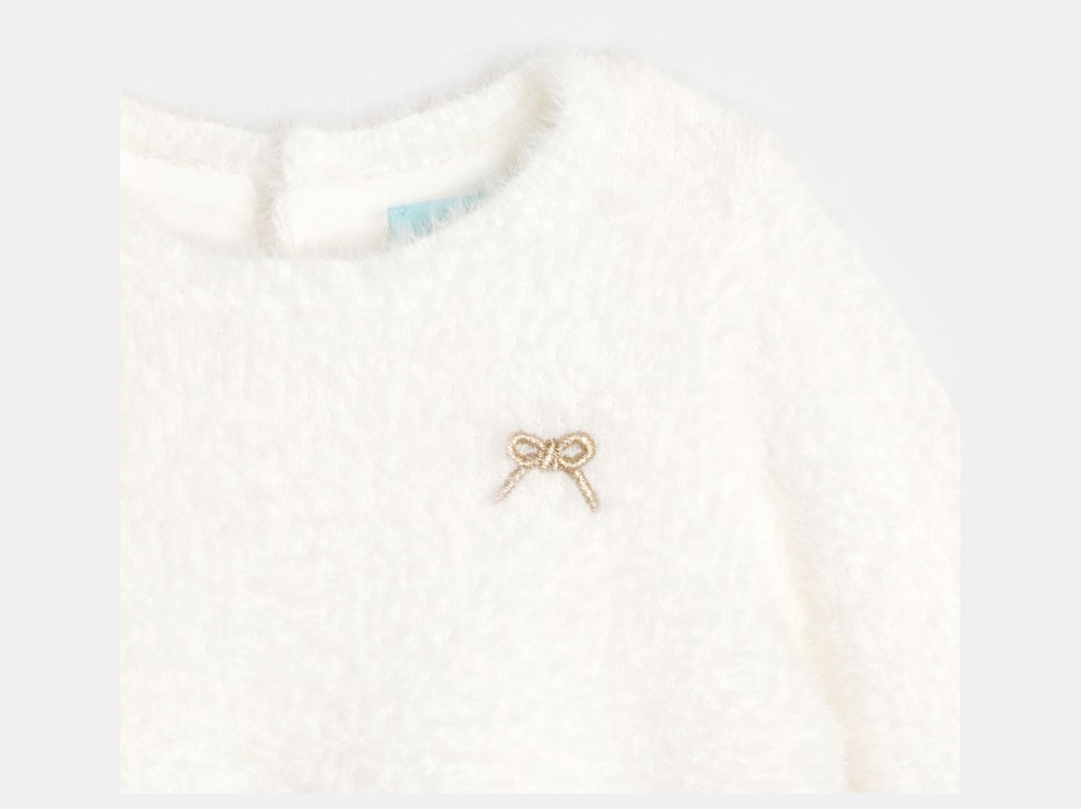 Robe blanche manches longues bébé fille 2