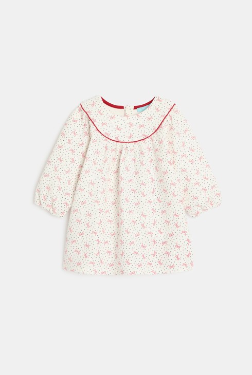 Robe ample imprimée et legging blanc bébé fille