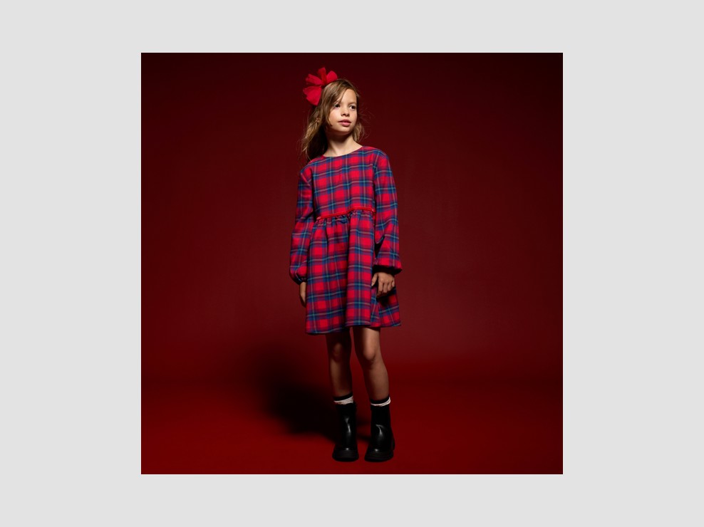Rotes Karokleid für Mädchen 1