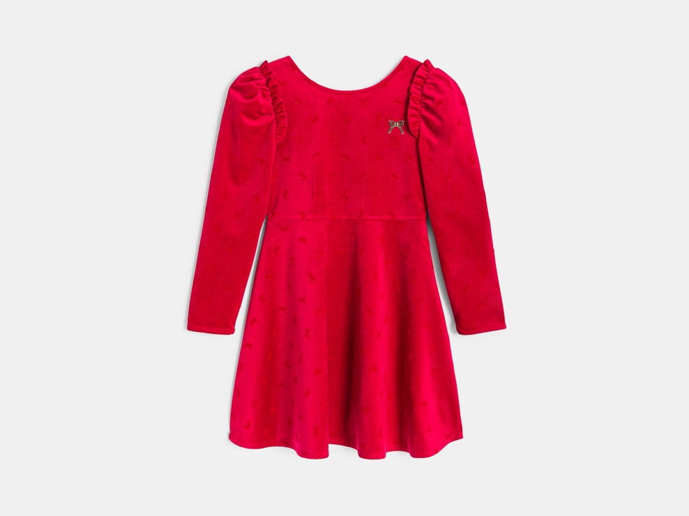 Kleid rot mit Schleifenmuster Mädchen 1