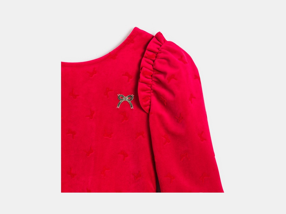 Kleid rot mit Schleifenmuster Mädchen 2