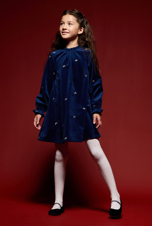 Kleid marineblau aus Samt Mädchen 1