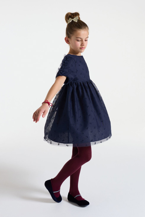 Robe bleue à manches bouffantes Fille 1