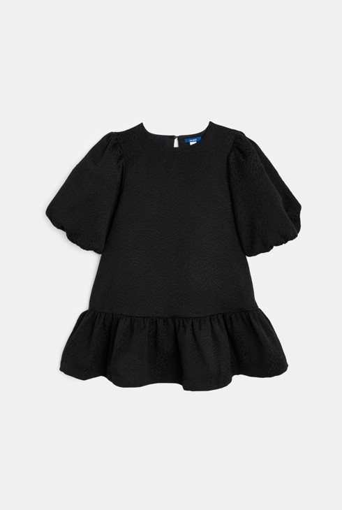 Crna haljina s puf rukavima za djevojčice 2