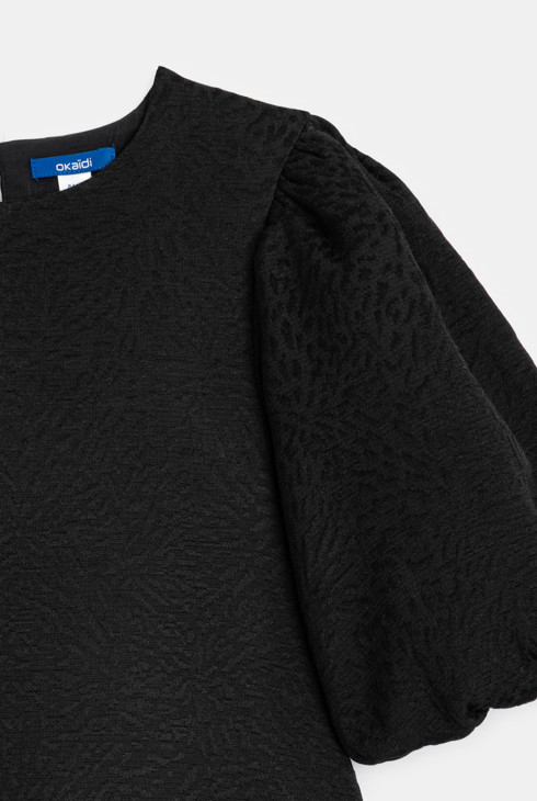 Robe noire à manches bouffantes Fille