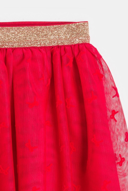 Girl's red bow tulle skirt 2