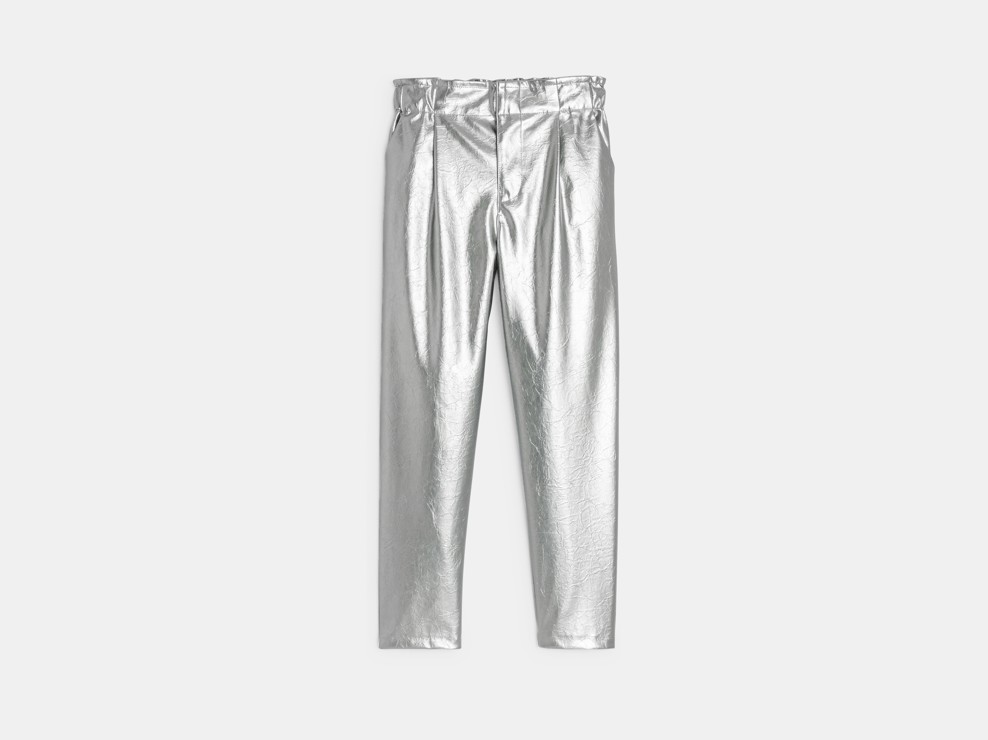 Pantalon taille haute argenté Fille 2