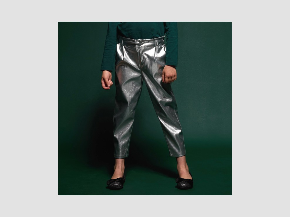 Hose hoher Bund silberfarben Mädchen 2