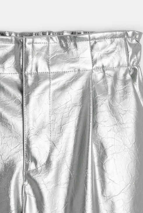 Pantalon taille haute argenté Fille