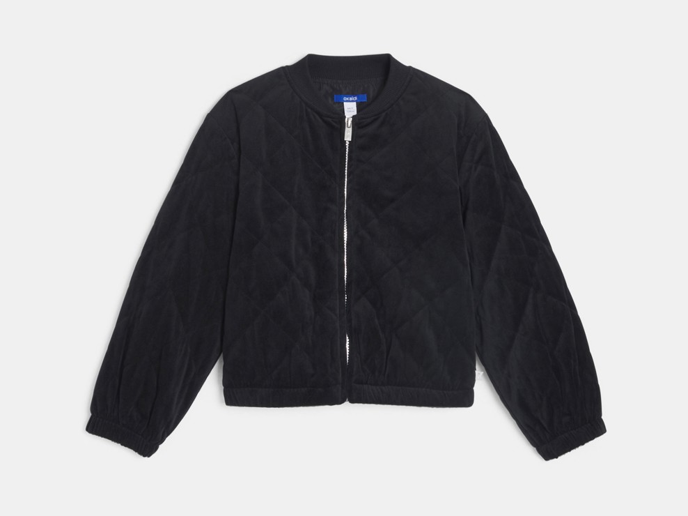 Blouson en velours noir Fille 1
