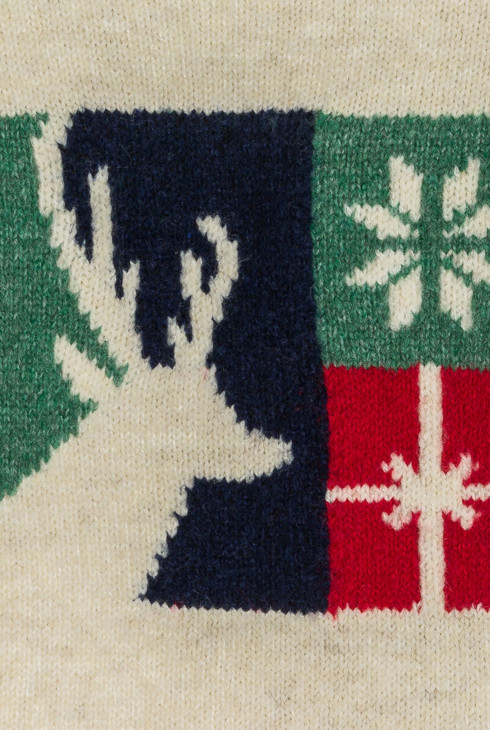 Pull jacquard motif cerf beige Garçon