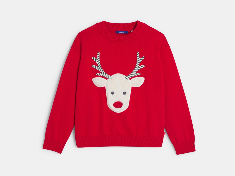 Roter Pullover mit Rentiermotiv für Jungen 1