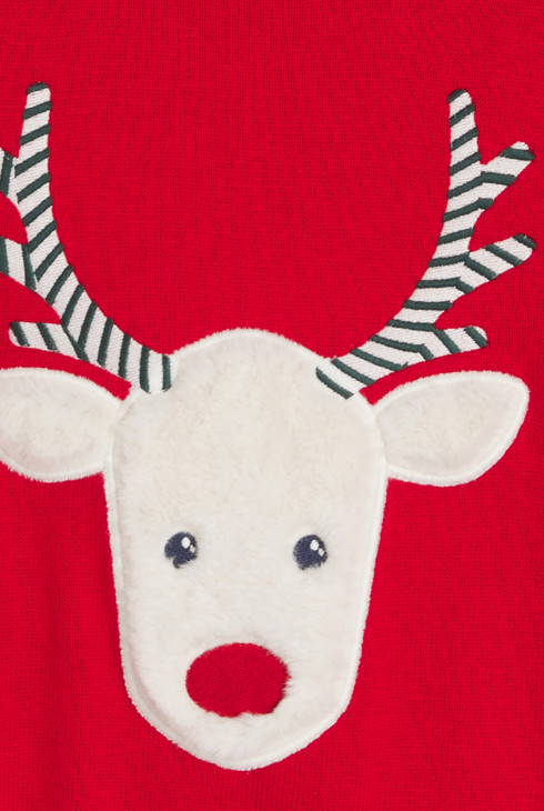 Boy's red reindeer jumper 2