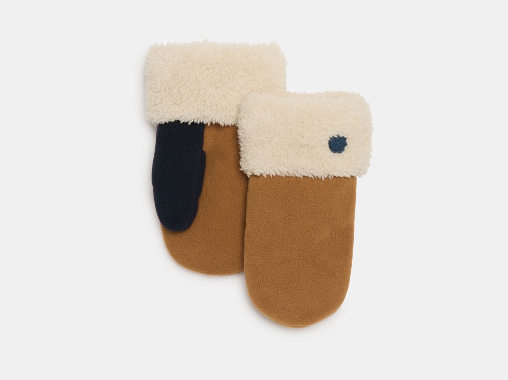 Muffole marroni con pelliccia sintetica per Bambino 1