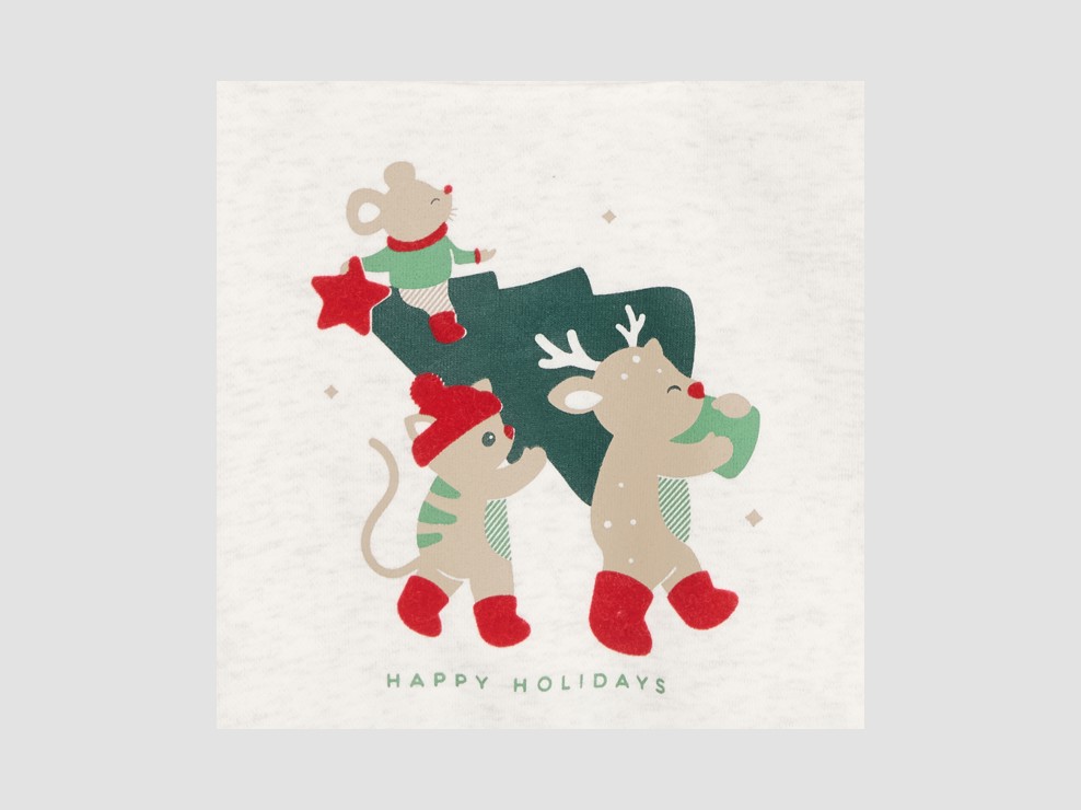 Felpa beige in tessuto felpato per neonato 2