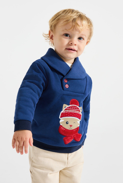 Sweat en molleton bleu bébé garçon 2