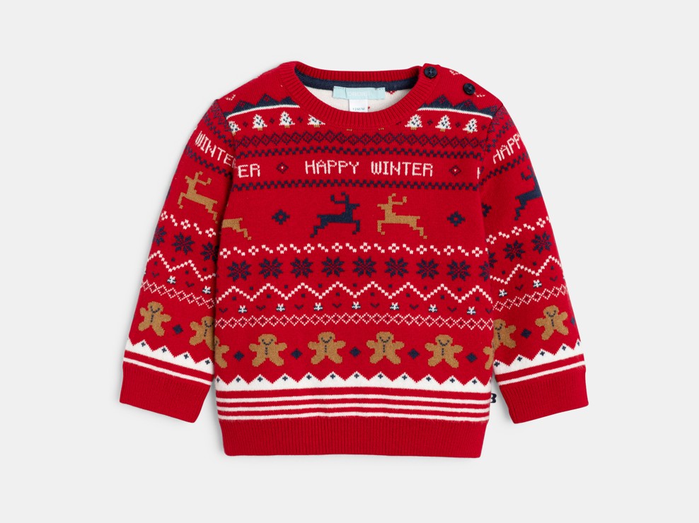 Sweter żakardowy czerwony niemowlę chłopiec 1