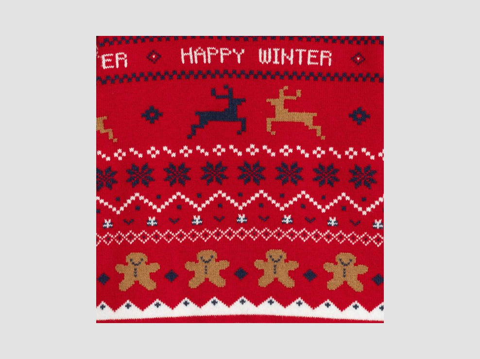 Pull jacquard rouge bébé garçon 2