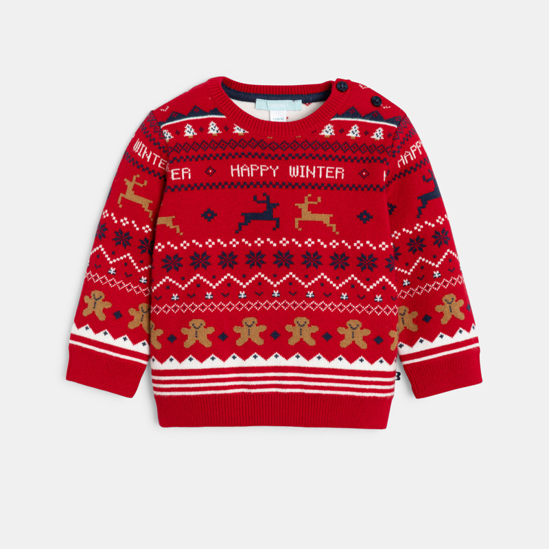 Pullover Jacquard rot Kleinkind Junge