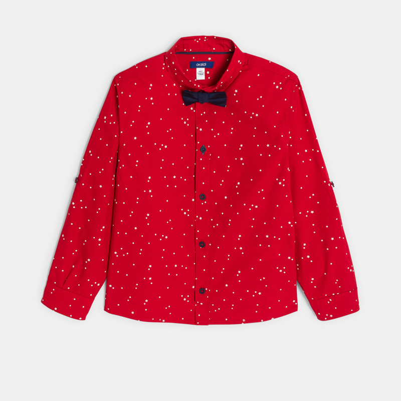 Jungenhemd rot mit Sternenmuster