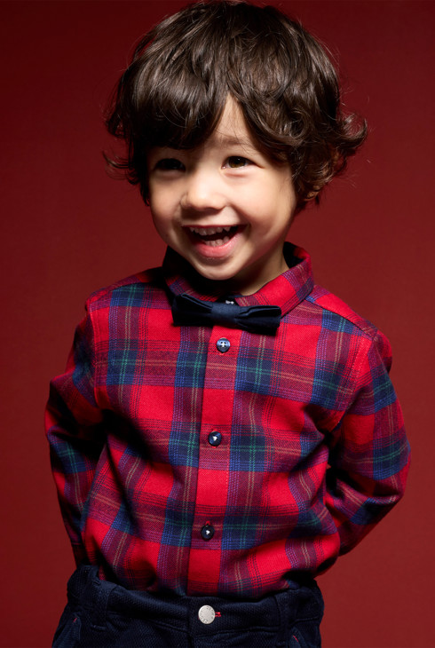 Baby boy's red checked shirt 1