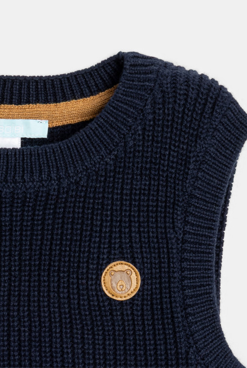 Baby boy's navy blue knitted tank top 2