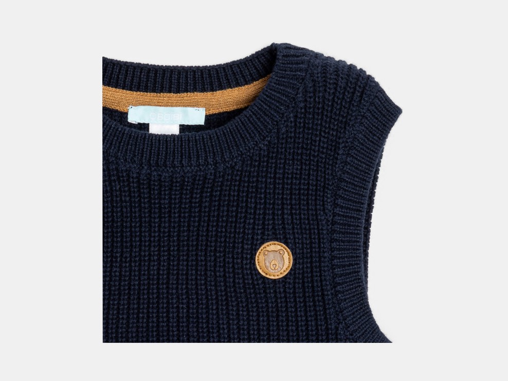 Ärmelloser marineblauer Strickpullover Kleinkind Junge 2