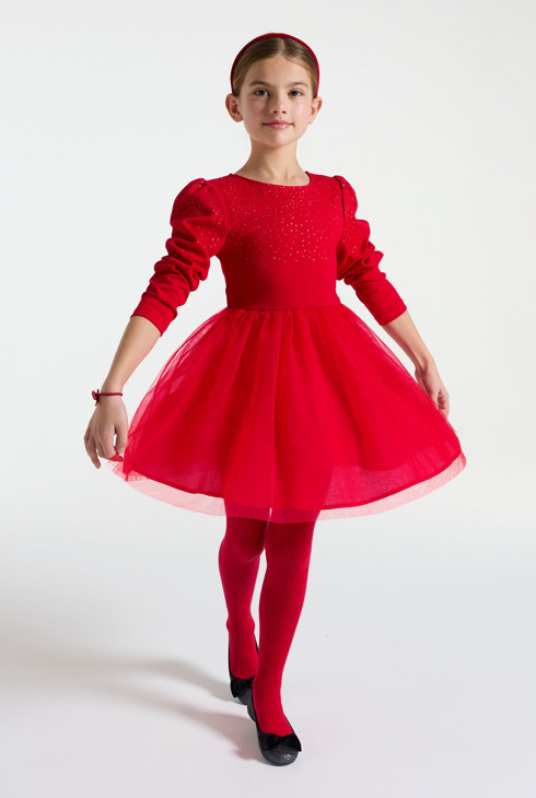 Robe rouge festive Fille 1