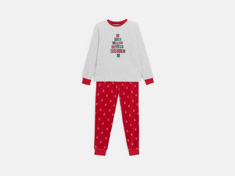 Pyjama en velours rouge Noël Garçon 2