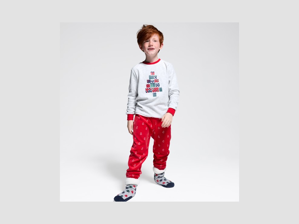 Pyjama en velours rouge Noël Garçon 1