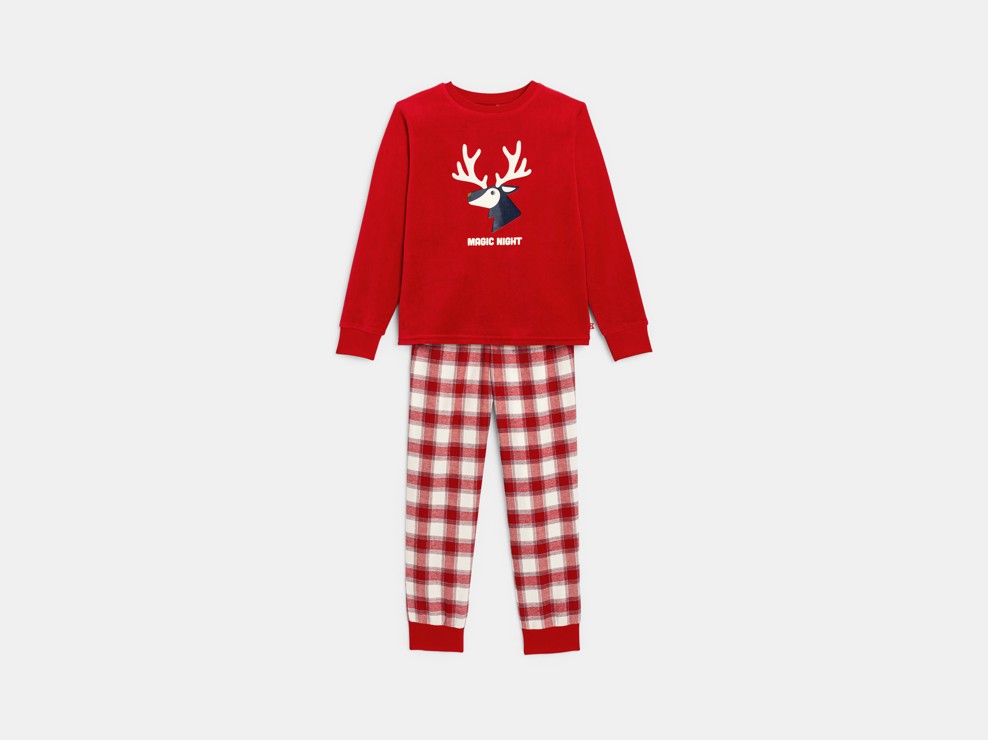 Pyjama 2 pièces rouge motif cerf Garçon 1