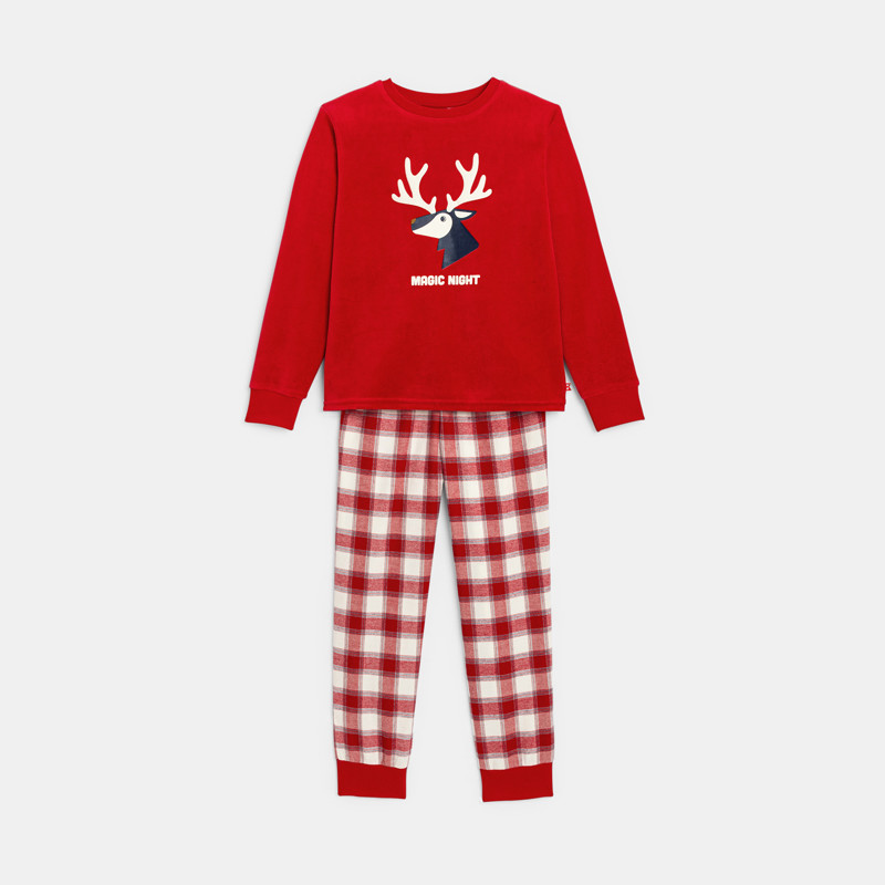 Pyjama 2-teilig rot Hirschmotiv Jungen