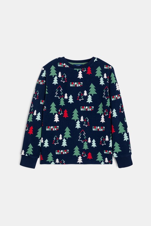 Mornarskoplava dvodijelna pidžama od upijajuće tkanine s motivom jela za dječake 2