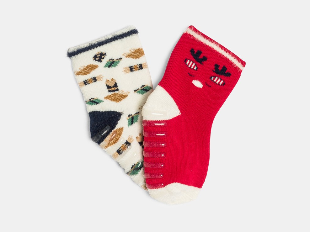 Lot de chaussettes antidérapantes rouges à motif bébé garçon 1