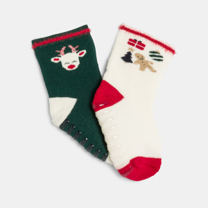 Lot de chaussettes antidérapantes vertes bébé garçon