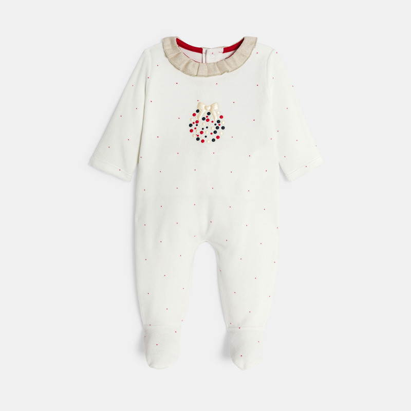 Strampler Samt Festtage weiß Kleinkind Mädchen