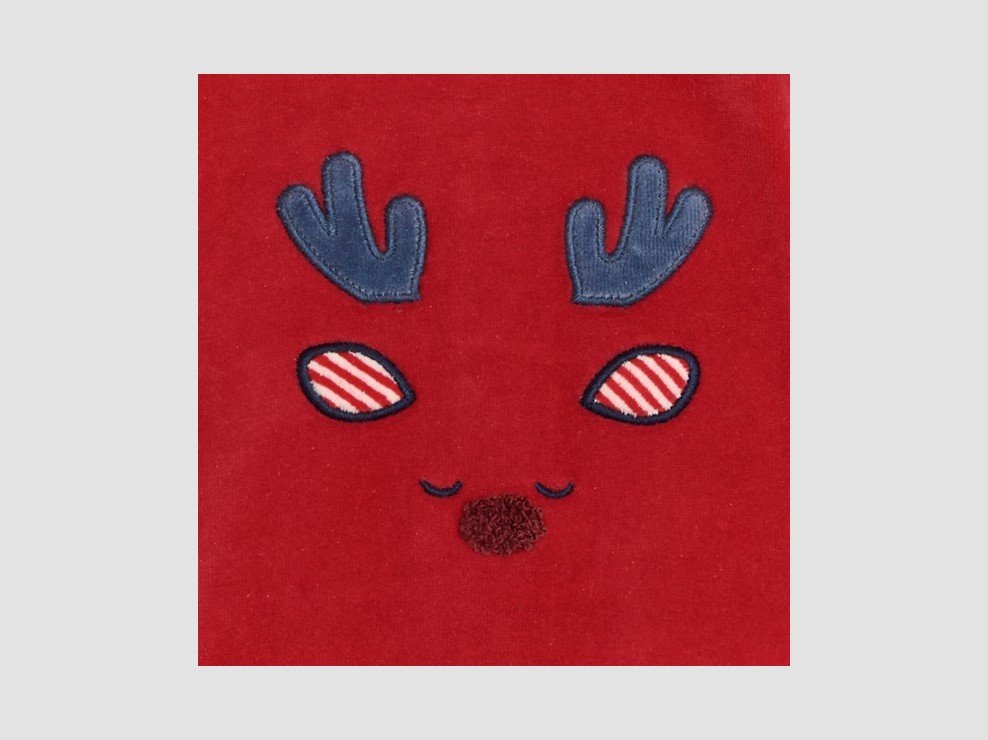 Pyjama en velours rouge motif renne bébé garçon 2