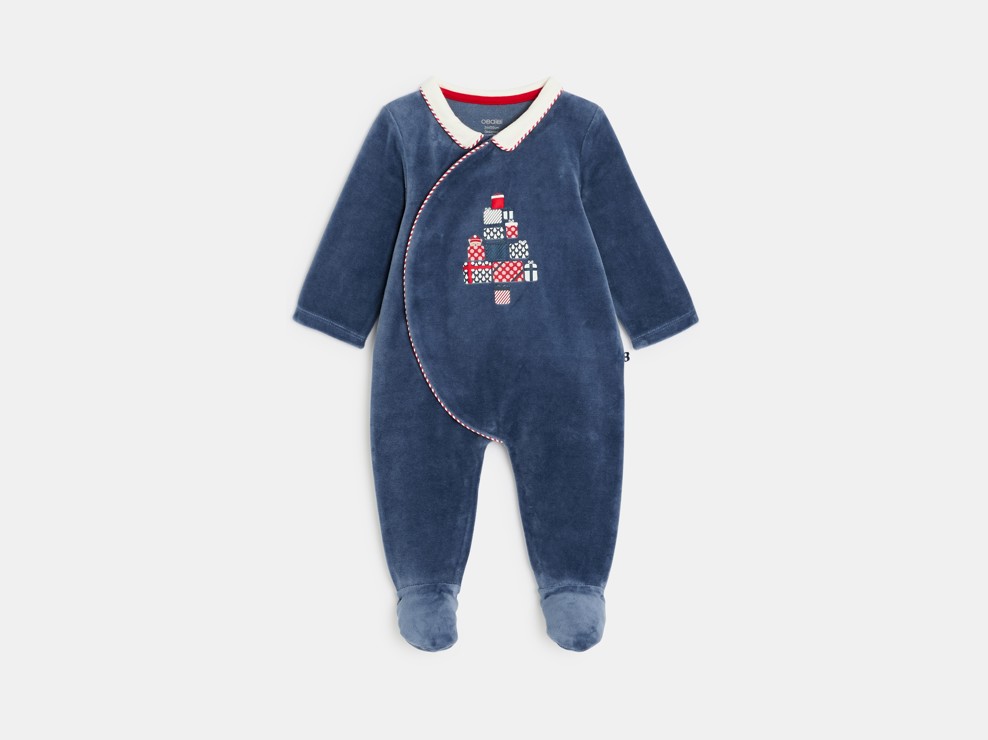 Plava pidžama od baršuna s motivom jele za dječake 1