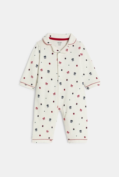 Baby boy's festive white romper suit 2