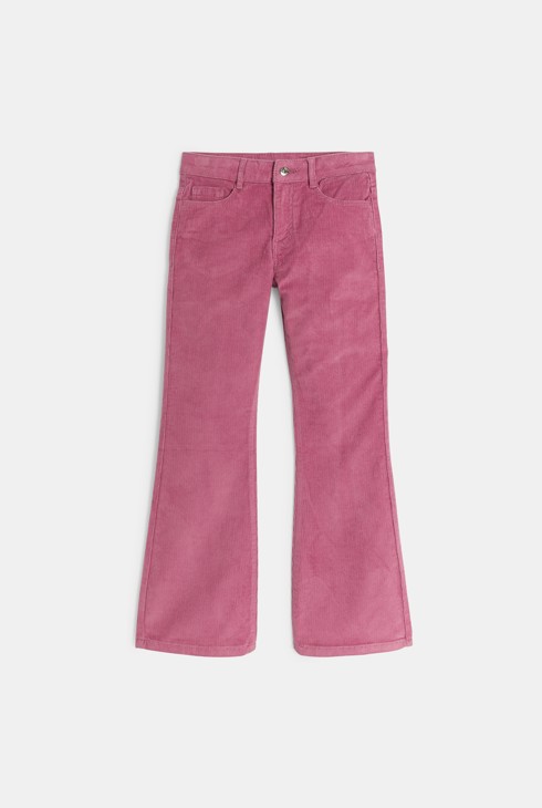 Pantalon flare rose en velours côtelé Fille 1