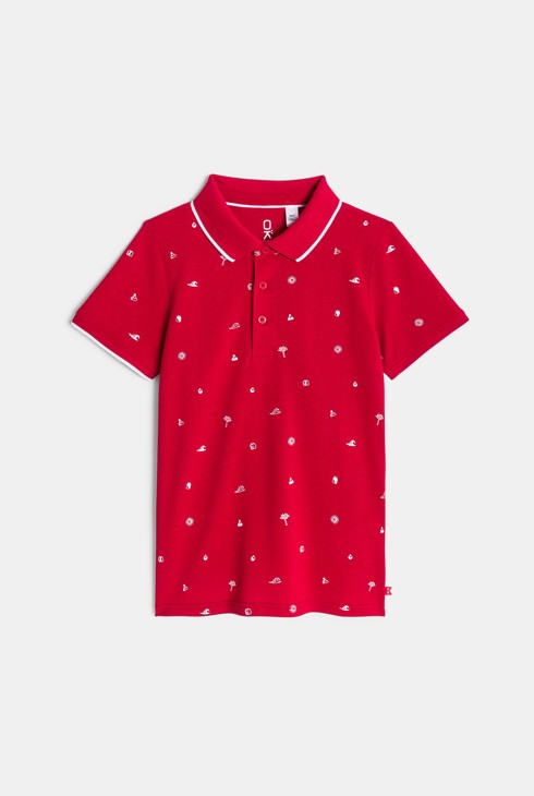 Rotes Poloshirt mit festlichem Motiv für Jungen 1
