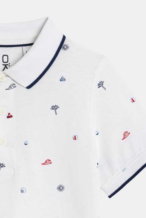 Polo blanc à motif tropical Garçon 2