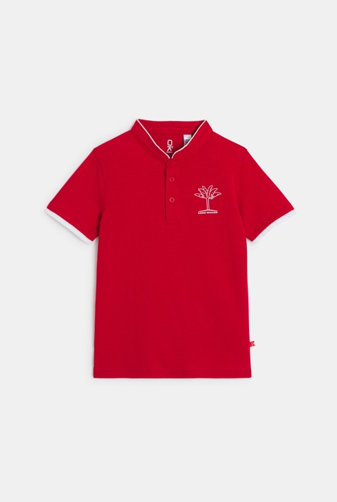 Rotes Poloshirt mit Palmenmotiv für Jungen 1