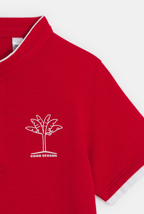 Rotes Poloshirt mit Palmenmotiv für Jungen 2