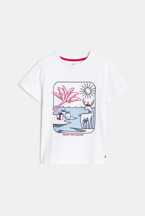 Samarreta blanca amb estampat festiu nen 1