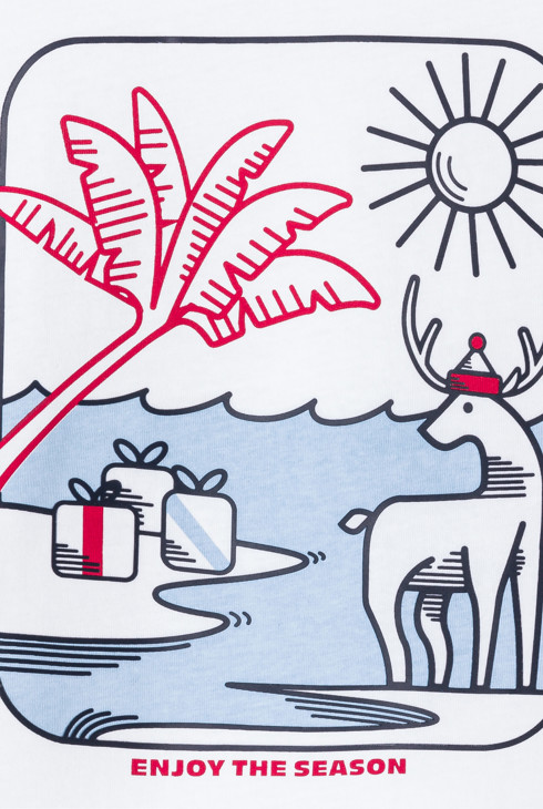 Samarreta blanca amb estampat festiu nen 2