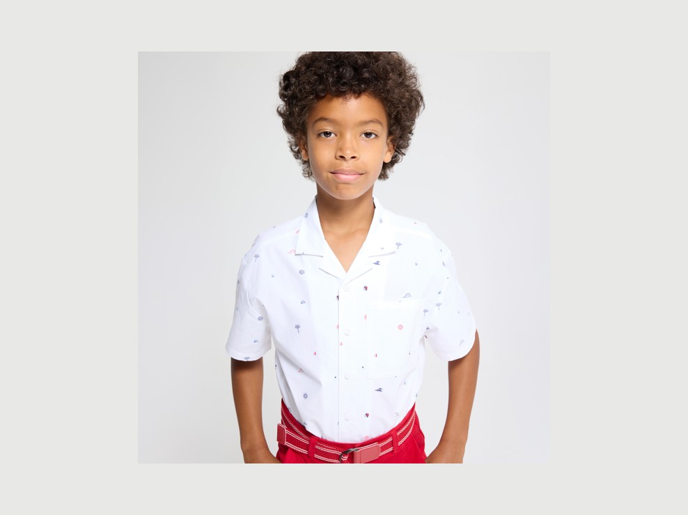 Camisa blanca con motivos tropicales niño 1