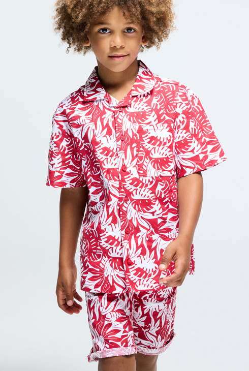 Hemd mit tropischem Muster rot Jungen 1